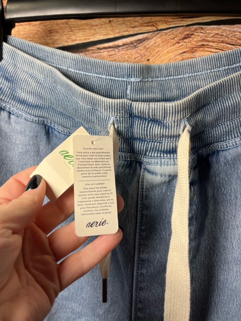 aerie Soft Landing Light Blue Wide-Leg Drawstring Jeans (218) - Picture 6 of 9